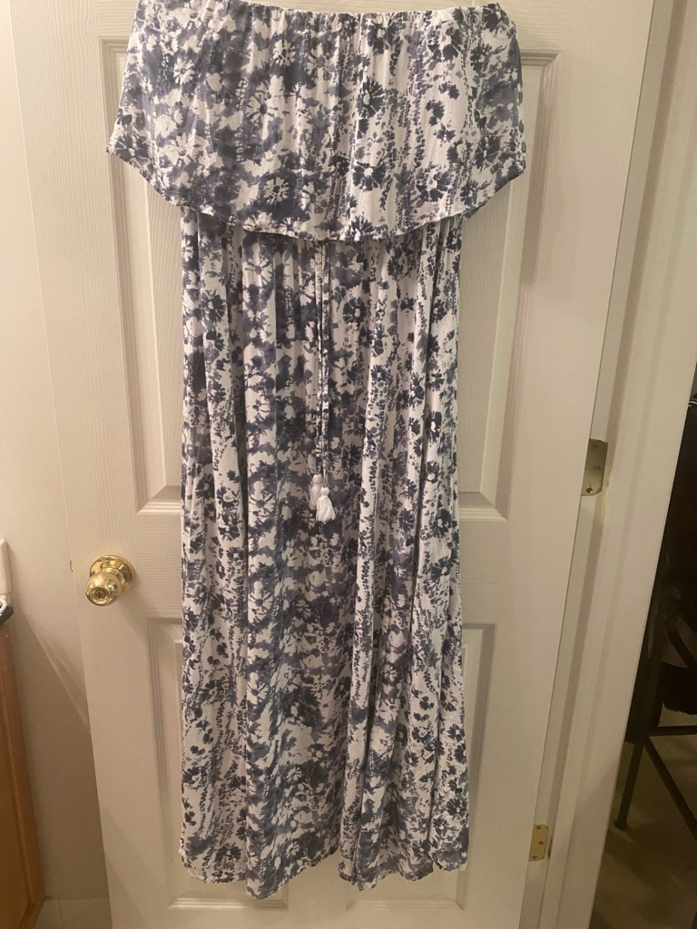 Japna Navy and White Strapless Maxi Dress